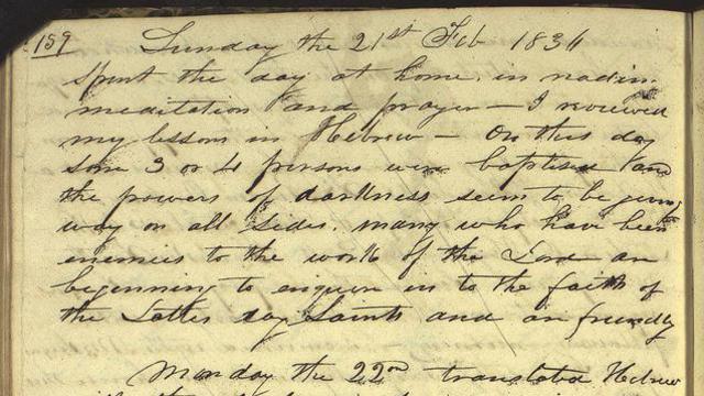 Une page des journaux de Joseph Smith
